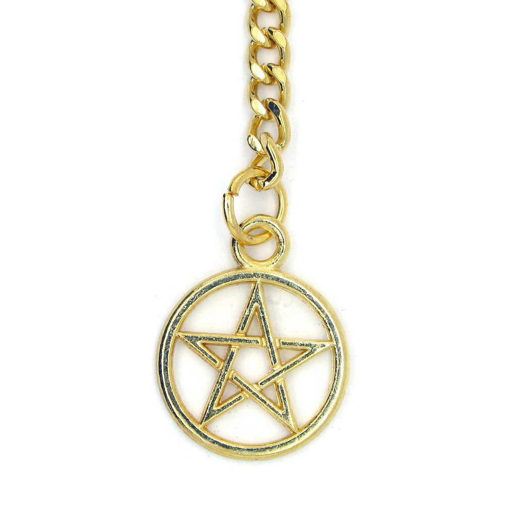 WATCHVSHOP Albert Chain Gold Tone Fine Polish Pocket Watch Chain Vest Chain for Men with Star Design Medal Fob T-Bar Swivel Clasp AC53A