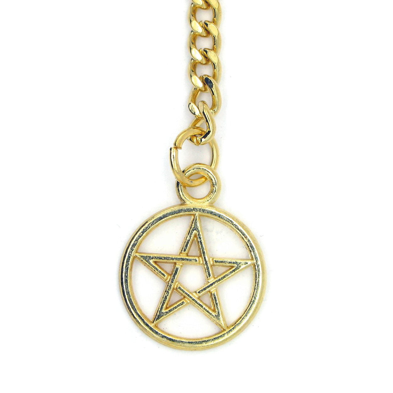 WATCHVSHOP Albert Chain Gold Tone Fine Polish Pocket Watch Chain Vest Chain for Men with Star Design Medal Fob T-Bar Swivel Clasp AC53A