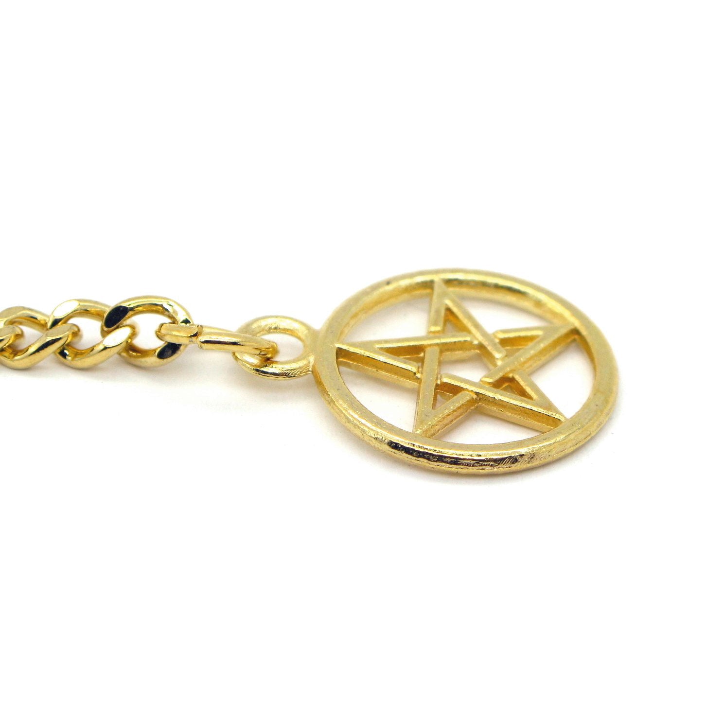 WATCHVSHOP Albert Chain Gold Tone Fine Polish Pocket Watch Chain Vest Chain for Men with Star Design Medal Fob T-Bar Swivel Clasp AC53A