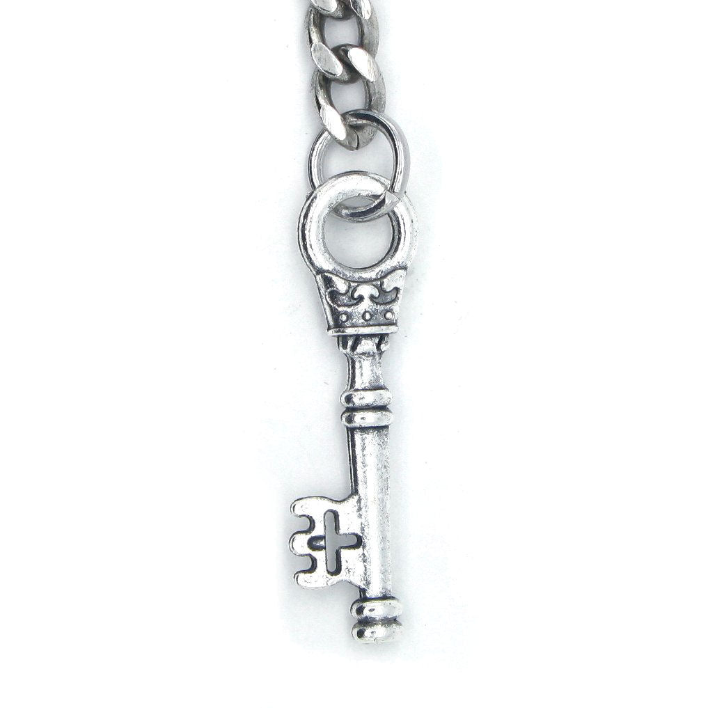 Albert Chain Silver Color Pocket Watch Chains for Men with Small Size Key Design Fob T Bar AC54
