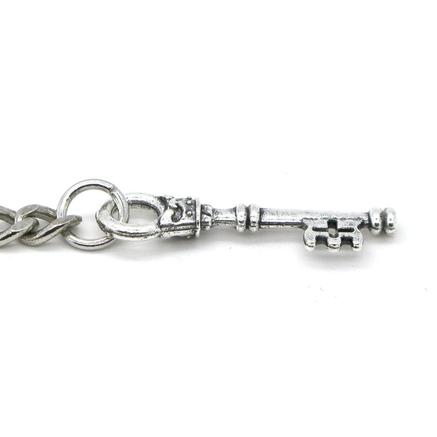 Albert Chain Silver Color Pocket Watch Chains for Men with Small Size Key Design Fob T Bar AC54