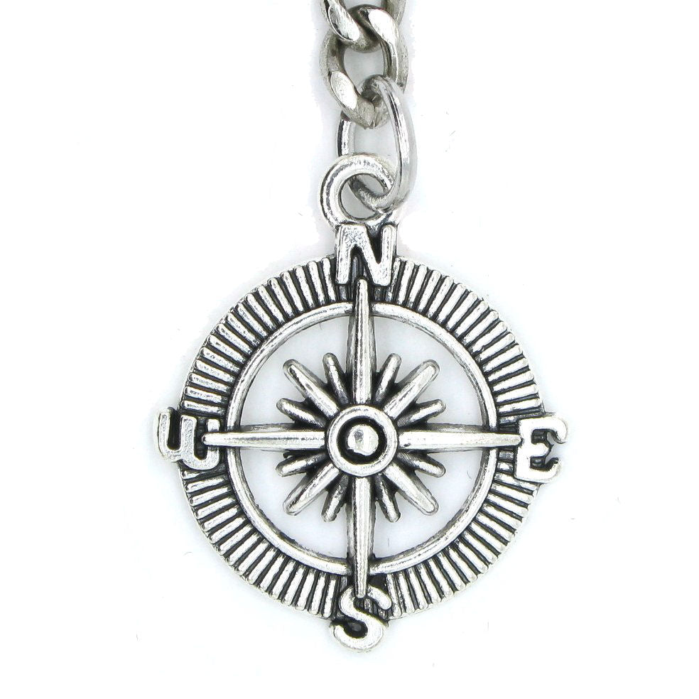 Albert Chain Silver Color Pocket Watch Chains for Men with Compass Design Charm Fob Swivel Claap T Bar AC55