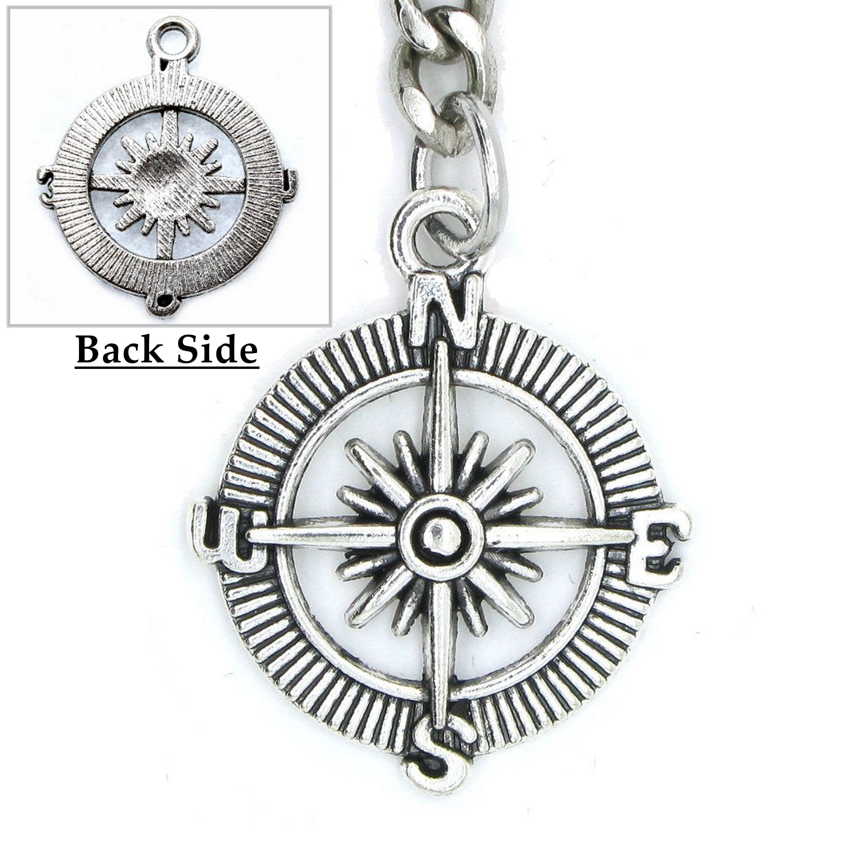 Albert Chain Silver Color Pocket Watch Chains for Men with Compass Design Charm Fob Swivel Claap T Bar AC55