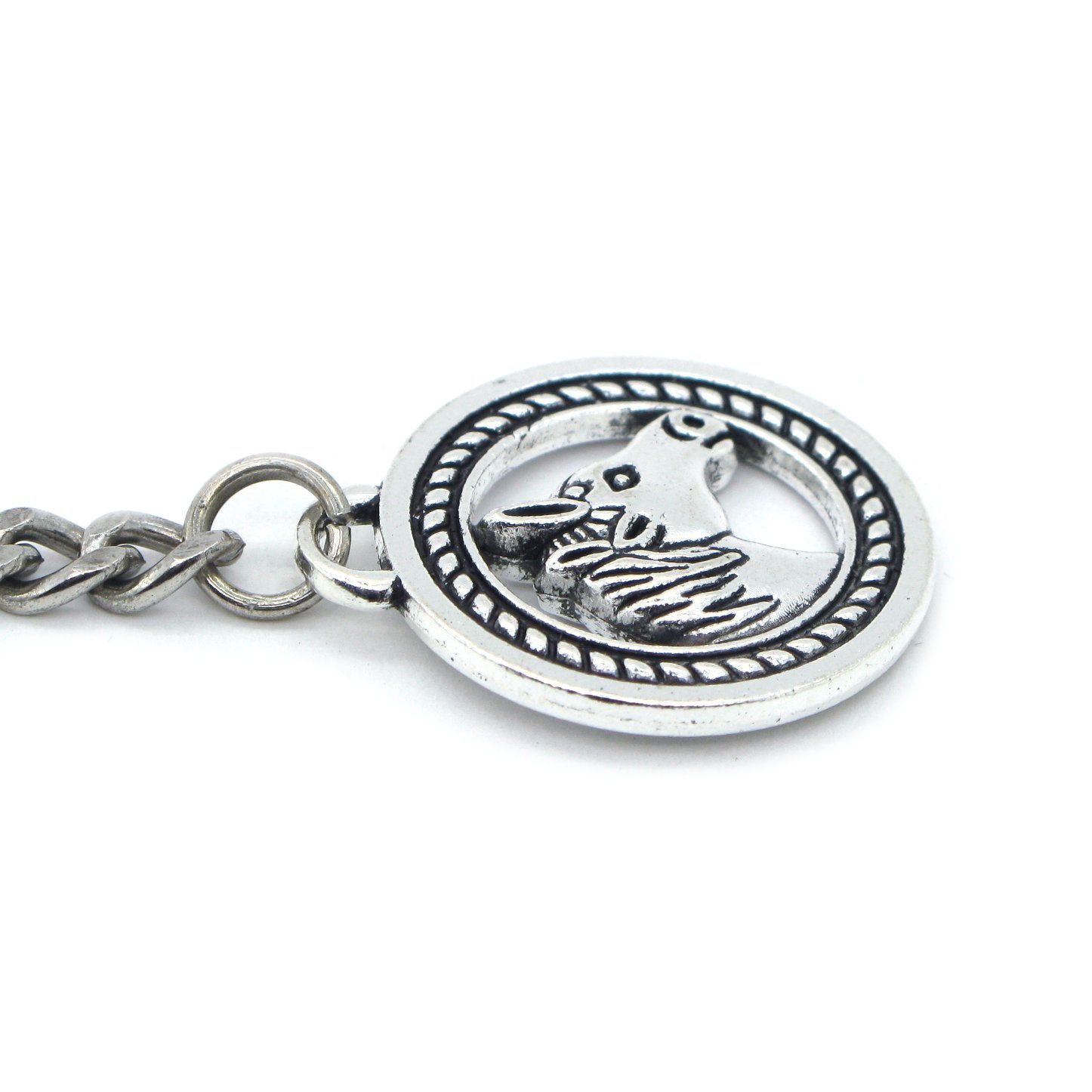 Albert Chain Silver Color Pocket Watch Chains Vest Chain for Men with Horse Design Fob T Bar AC56