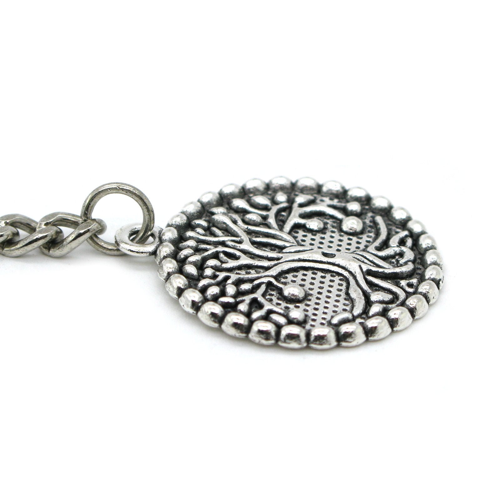 Albert Chain Silver Color Pocket Watch Chain Fob Chain for Men with Big Size Life Tree Design Fob T Bar Swivel Clasp AC57A
