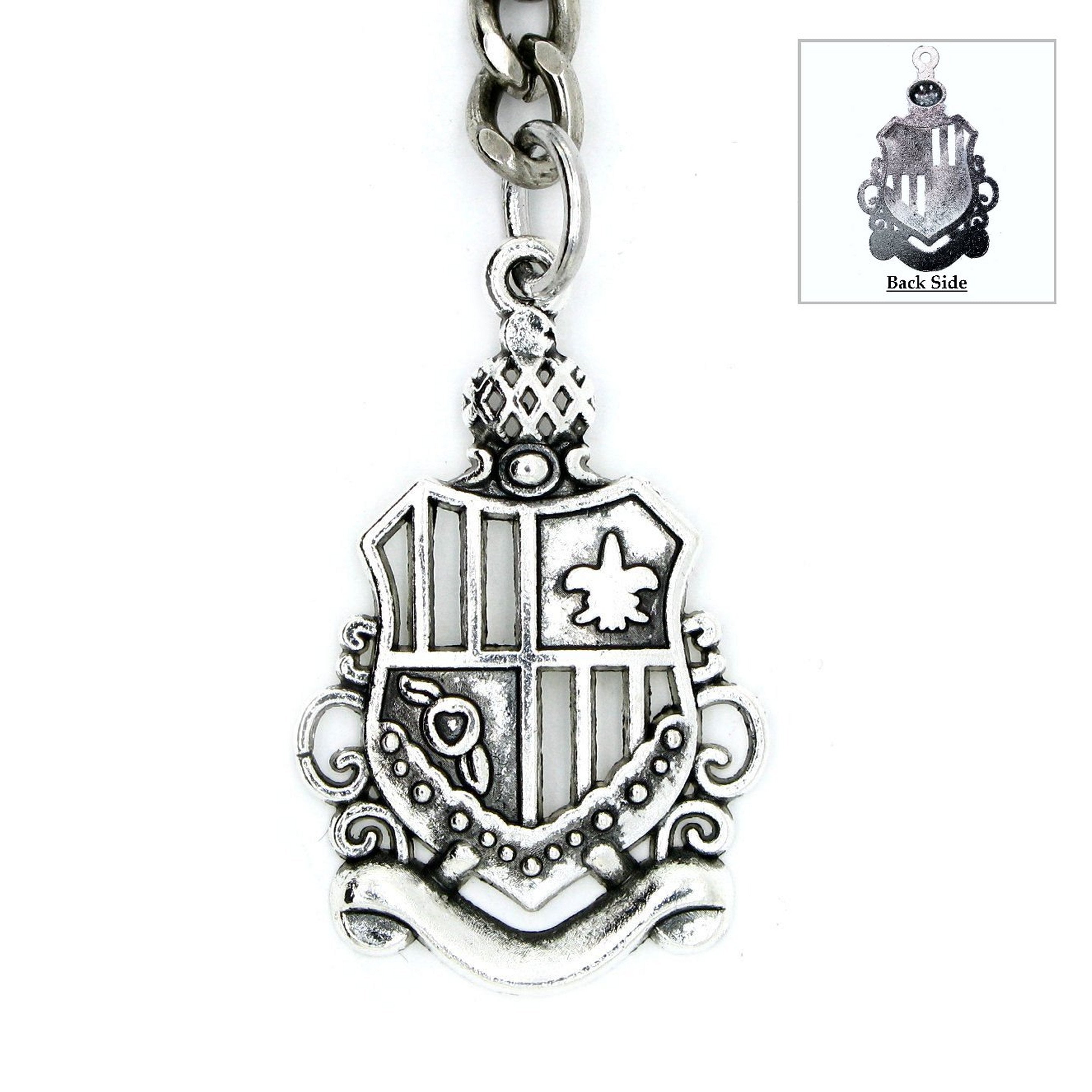 Albert Chain Silver Color Pocket Watch Chain Vest Chain for Men Crest Design Fob with T Bar Swivel Clasp AC58A