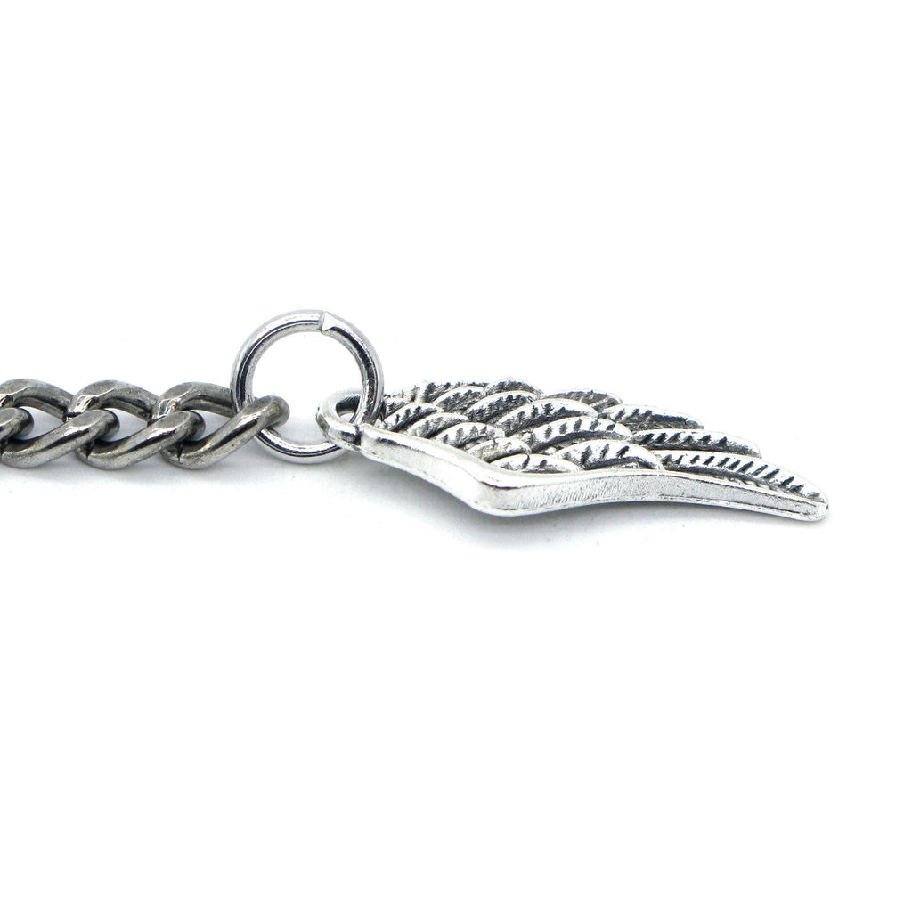 Albert Chain Silver Color Pocket Watch Chains for Men with Wing Design Fob T Bar AC59