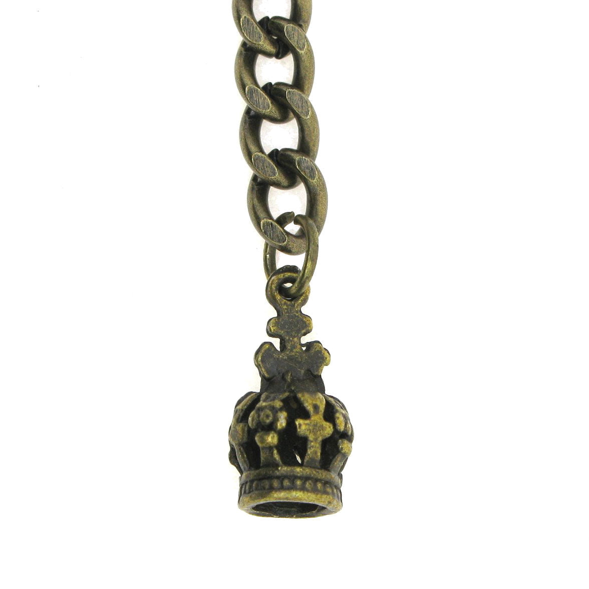 Albert Chain Pocket Watch Chains for Men Antique Brass Color with Crown Pattern Fob T Bar AC60