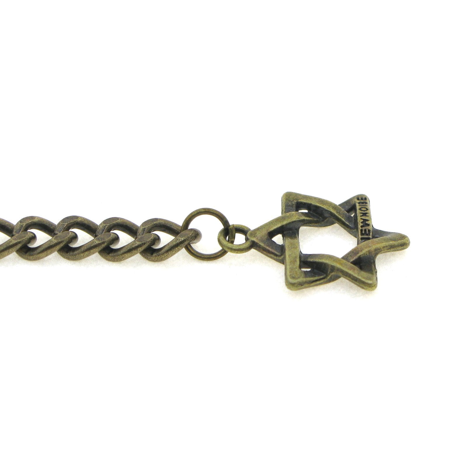 Albert Chain Pocket Watch Chains for Men Antique Brass Color with Star Pattern Fob T Bar AC61