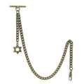Albert Chain Pocket Watch Chains for Men Antique Brass Color with Star Pattern Fob T Bar AC61