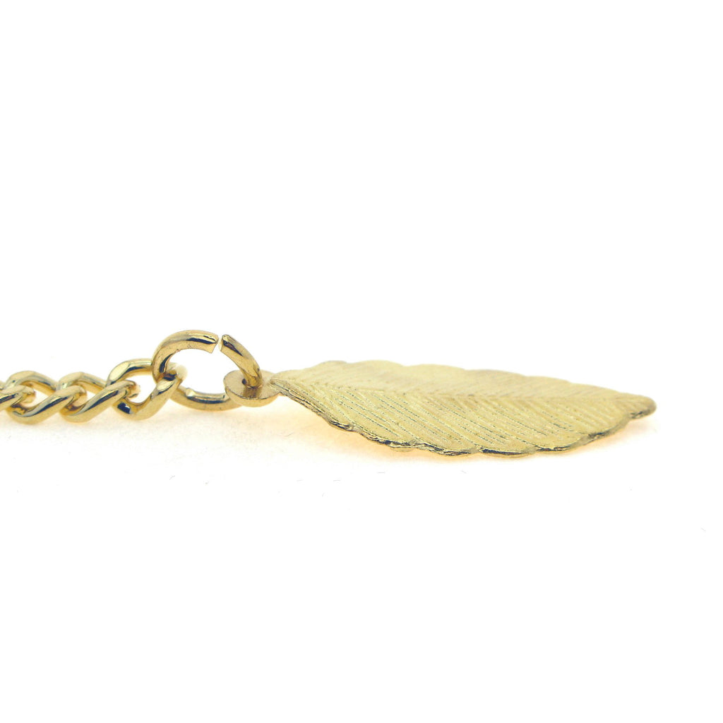 Albert Chain Gold Color Pocket Watch Chains Vest Chain for Men with T Bar Swivel Clasp and Gold Leave Fob AC62