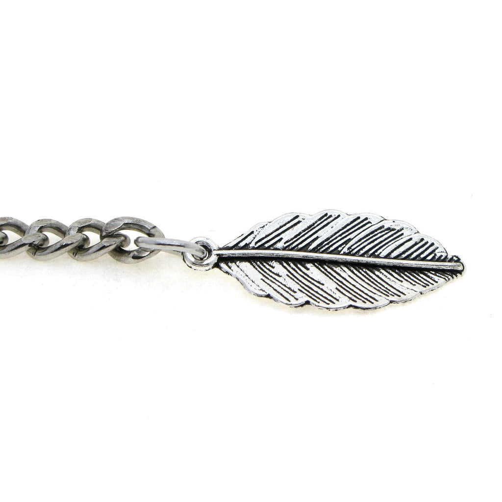 Albert Chain Silver Color Pocket Watch Chains Vest Chain for Men with Leaf Design Fob T Bar AC63