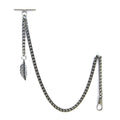 Albert Chain Silver Color Pocket Watch Chains Vest Chain for Men with Leaf Design Fob T Bar AC63