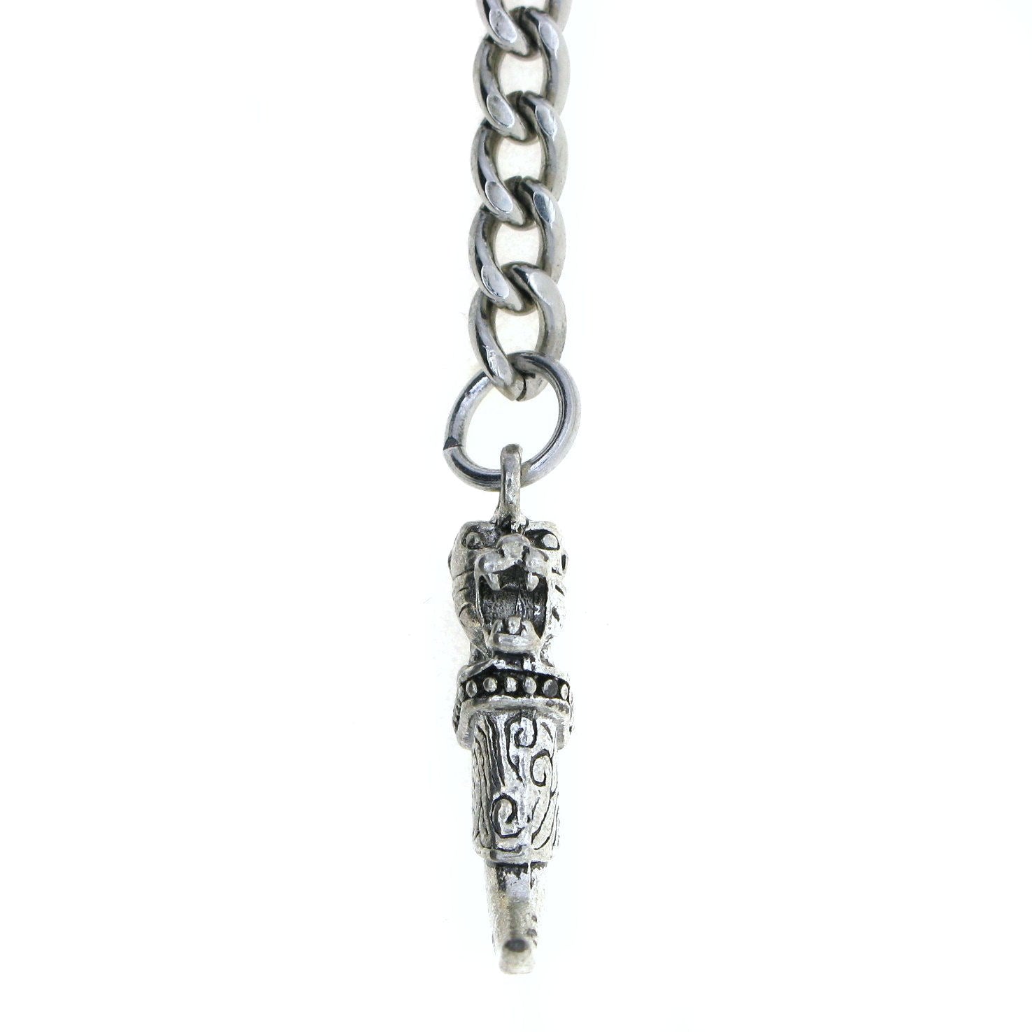 Albert Chain Silver Color Pocket Watch Chains Vest Chain for Men with Animal Tooth Design Fob T Bar AC64