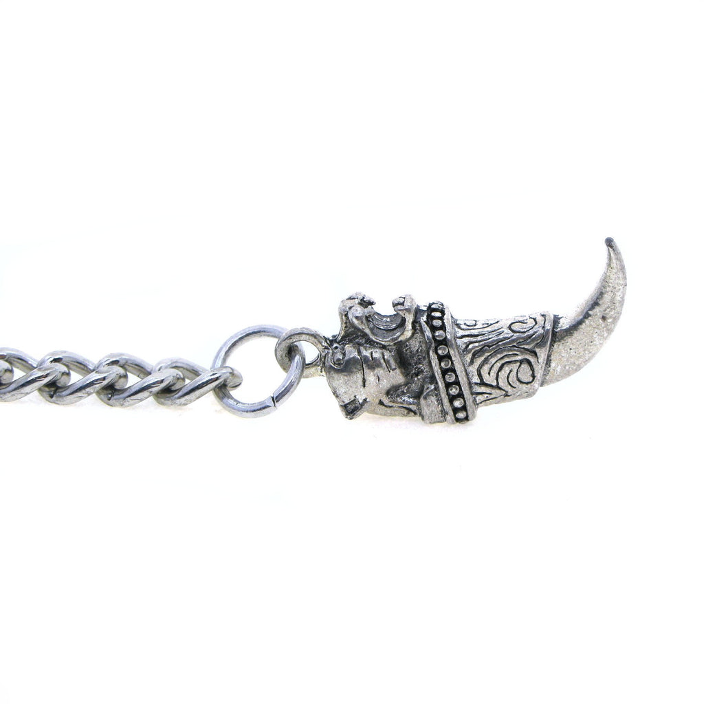 Albert Chain Silver Color Pocket Watch Chains Vest Chain for Men with Animal Tooth Design Fob T Bar AC64