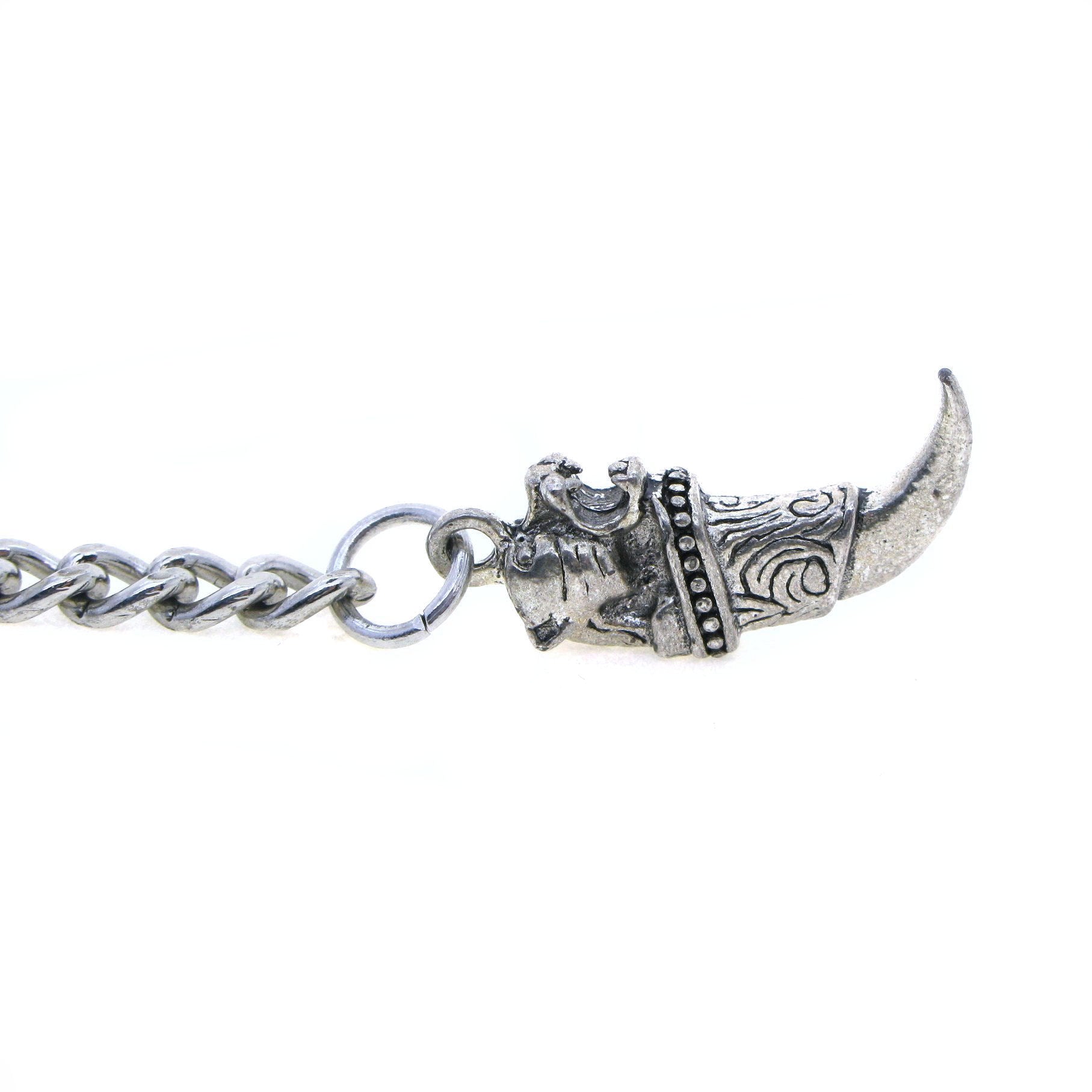 Albert Chain Silver Color Pocket Watch Chains Vest Chain for Men with Animal Tooth Design Fob T Bar AC64