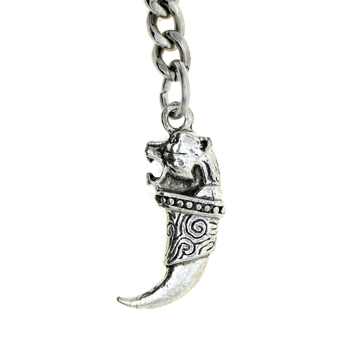 Albert Chain Silver Color Pocket Watch Chains Vest Chain for Men with Animal Tooth Design Fob T Bar AC64