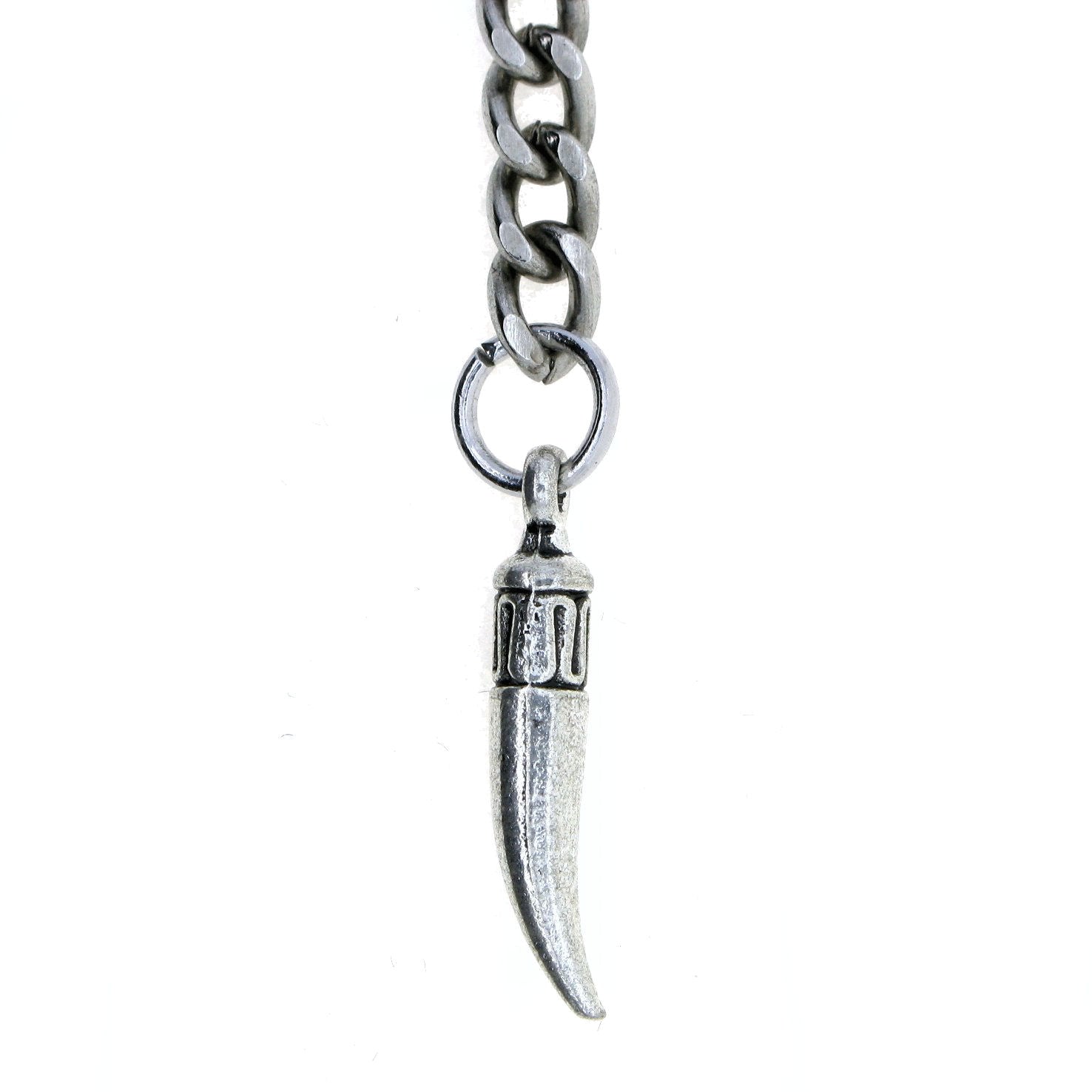 Albert Chain Silver Color Pocket Watch Chains for Men with Animal Tooth Design Fob T Bar AC65