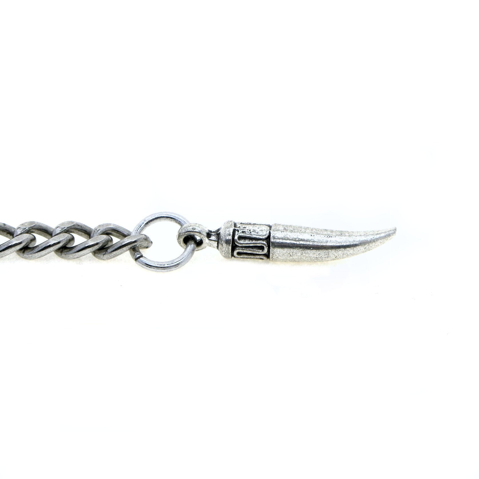 Albert Chain Silver Color Pocket Watch Chains for Men with Animal Tooth Design Fob T Bar AC65