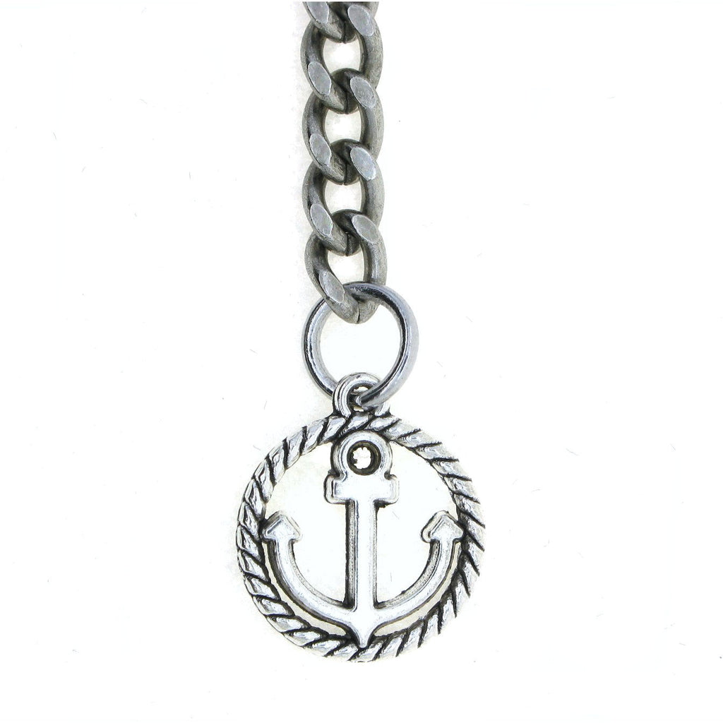 Albert Chain Silver Color Pocket Watch Chains Vest Chain for Men with Anchor Medal Design Fob T Bar AC67