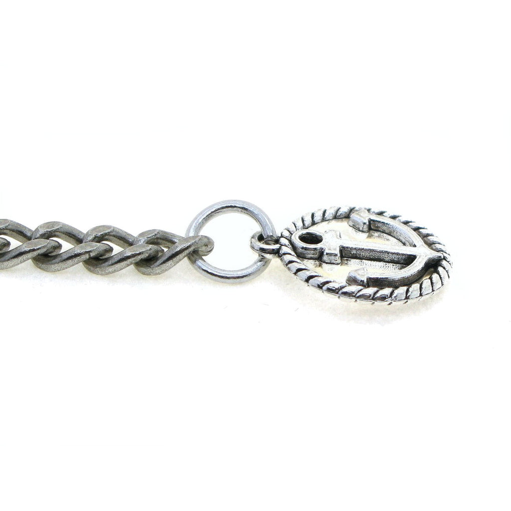 Albert Chain Silver Color Pocket Watch Chains Vest Chain for Men with Anchor Medal Design Fob T Bar AC67