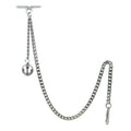 Albert Chain Silver Color Pocket Watch Chains Vest Chain for Men with Anchor Medal Design Fob T Bar AC67