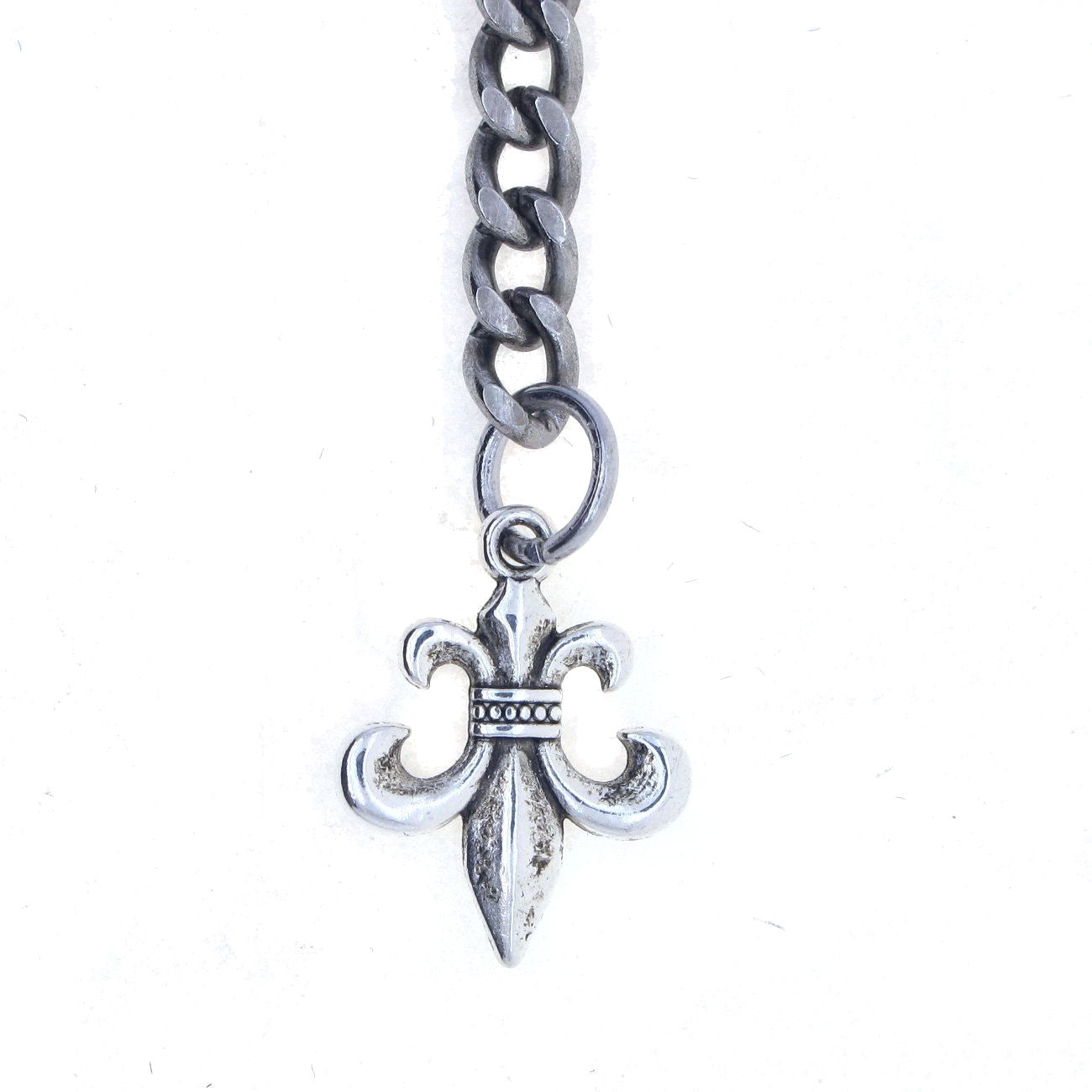 Albert Chain Silver Color Pocket Watch Chains Vest Chain for Men with Fleur-de-Lis Design Fob T Bar AC68