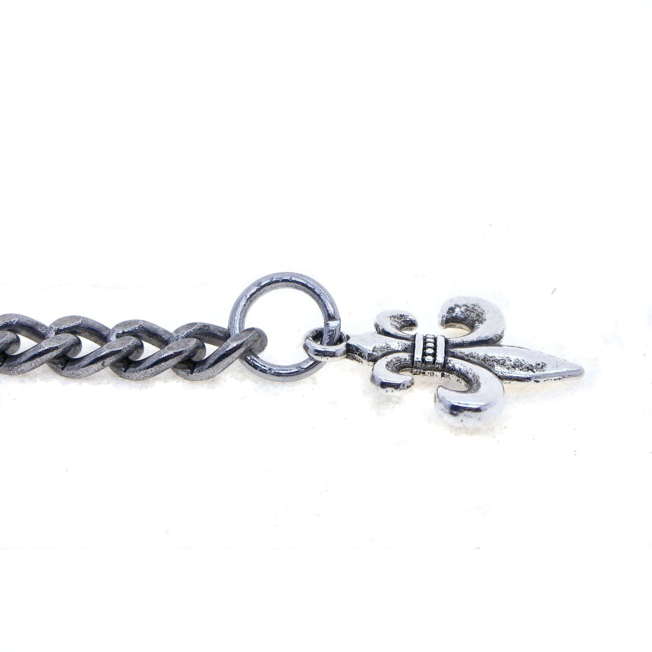 Albert Chain Silver Color Pocket Watch Chains Vest Chain for Men with Fleur-de-Lis Design Fob T Bar AC68