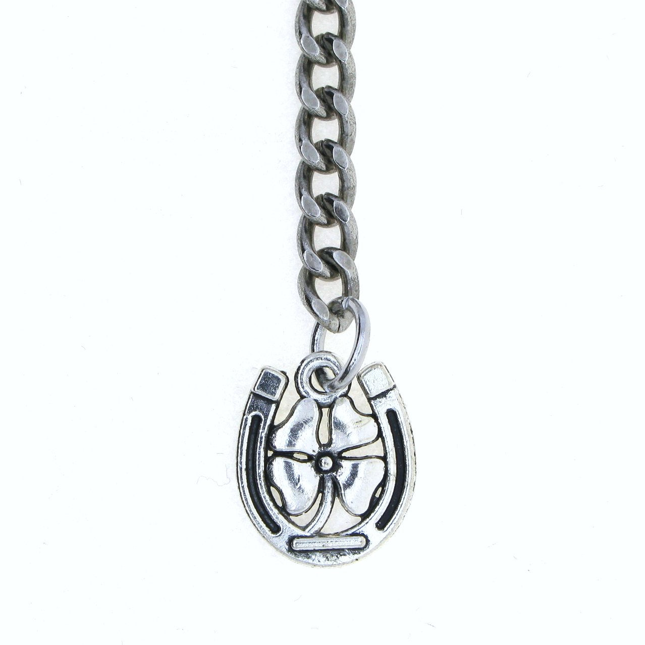 Albert Chain Silver Color Pocket Watch Chains for Men with Lucky Four-Leaf Clover Design Fob T Bar AC69