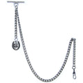 watchvshop Albert Chain Silver Tone Pocket Watch Chain Vest Chain for Men Lucky Four-Leaf Clover Design Fob with Swivel Clip T Bar AC69