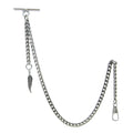 Albert Chain Silver Color Pocket Watch Chains Vest Chains for Men with Feather Design Fob T Bar AC70