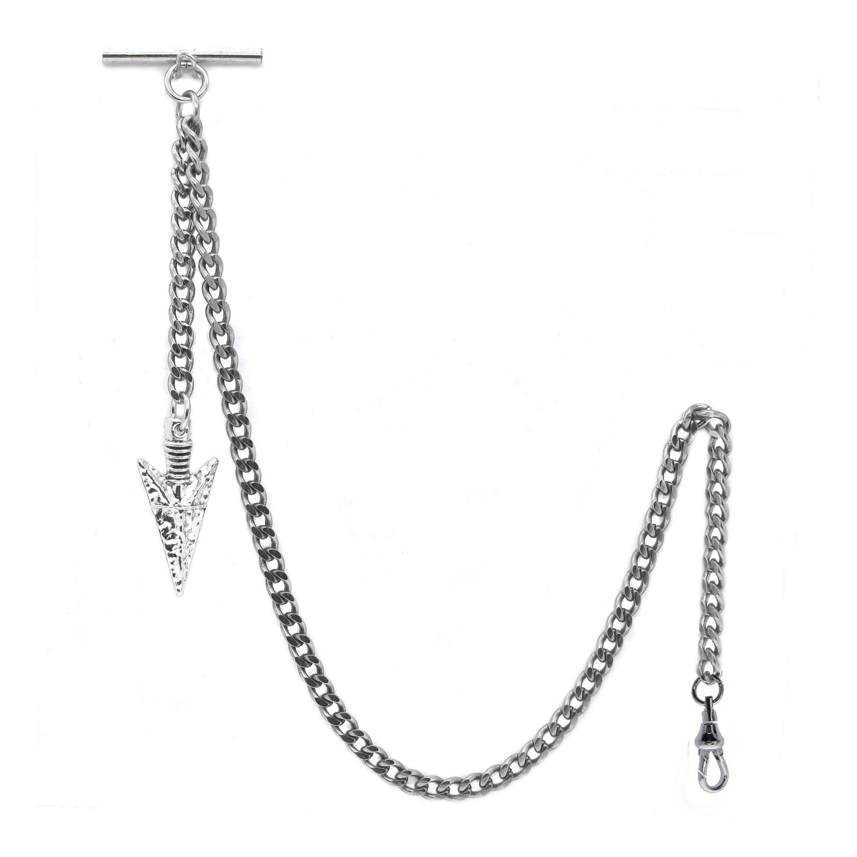 silver albert chain spear fob
