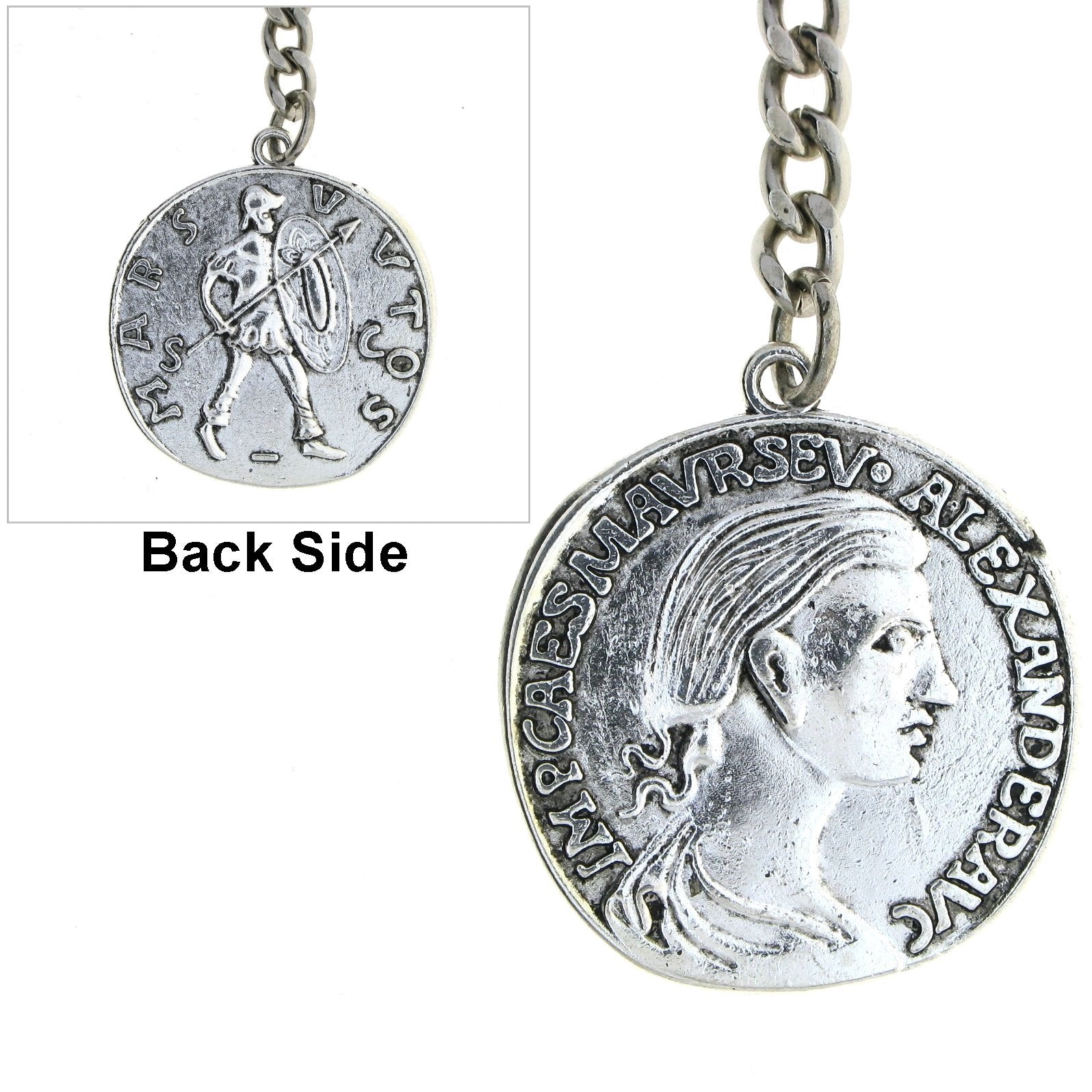 Albert Chain Silver Color Pocket Watch Chains Vest Chains for Men with 32 MM Big Size Ancient Coin Design Fob T Bar AC73