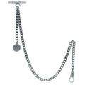 Albert Chain Silver Color Pocket Watch Chains Vest Chains for Men with Star Medal Design Fob T Bar AC74