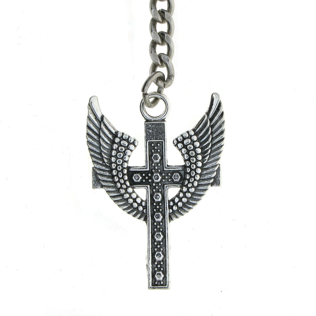 Albert Chain Silver Color Pocket Watch Chains Vest Chains for Men with Angel Wings Cross Design Fob T Bar AC75