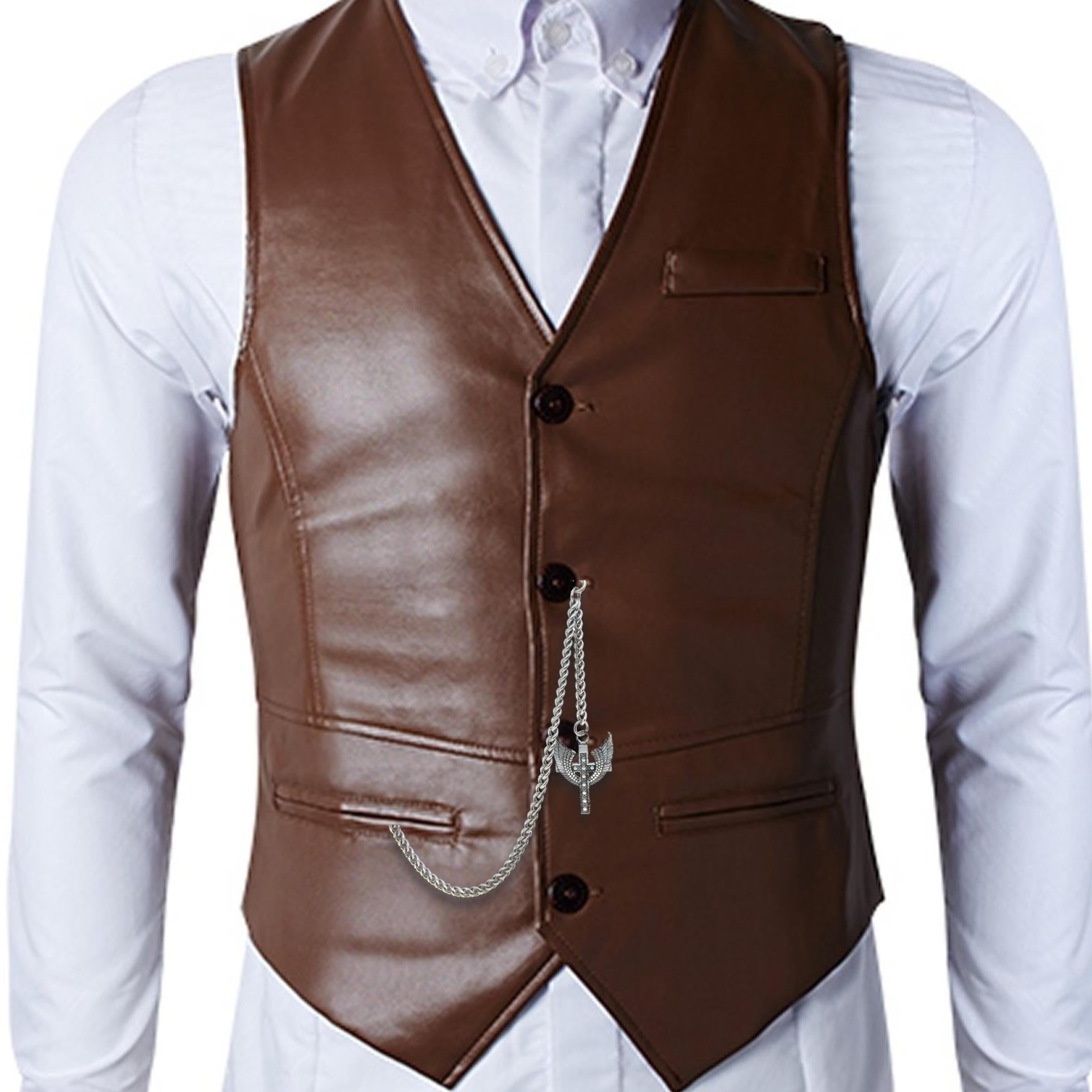 Albert Chain Silver Color Pocket Watch Chains Vest Chains for Men with Angel Wings Cross Design Fob T Bar AC75