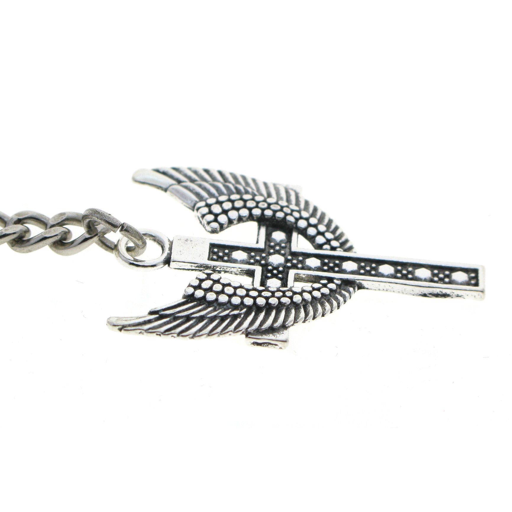 Albert Chain Silver Color Pocket Watch Chains Vest Chains for Men with Angel Wings Cross Design Fob T Bar AC75