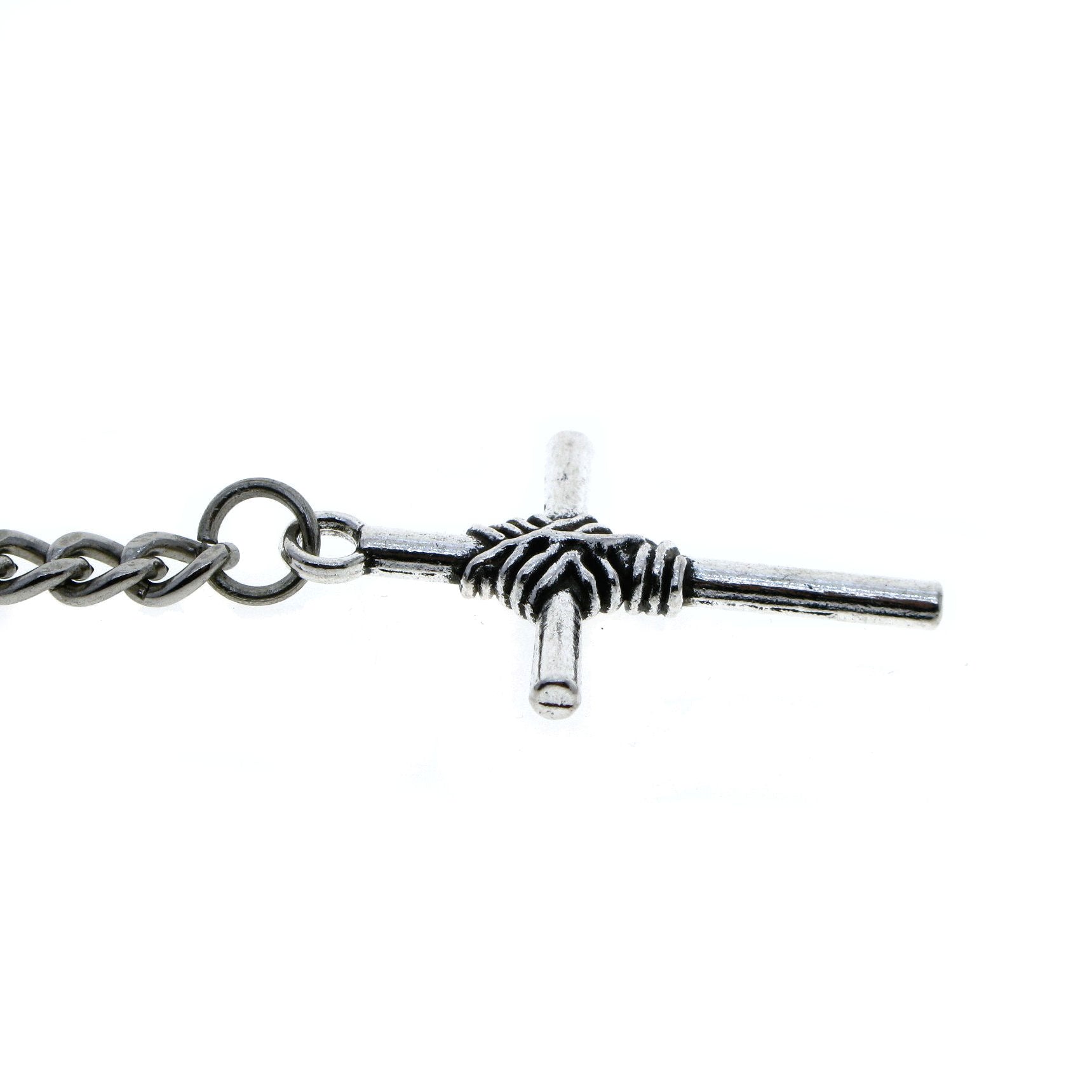 Albert Chain Silver Color Pocket Watch Chains Vest Chain for Men with Cross Design Fob and T Bar AC76