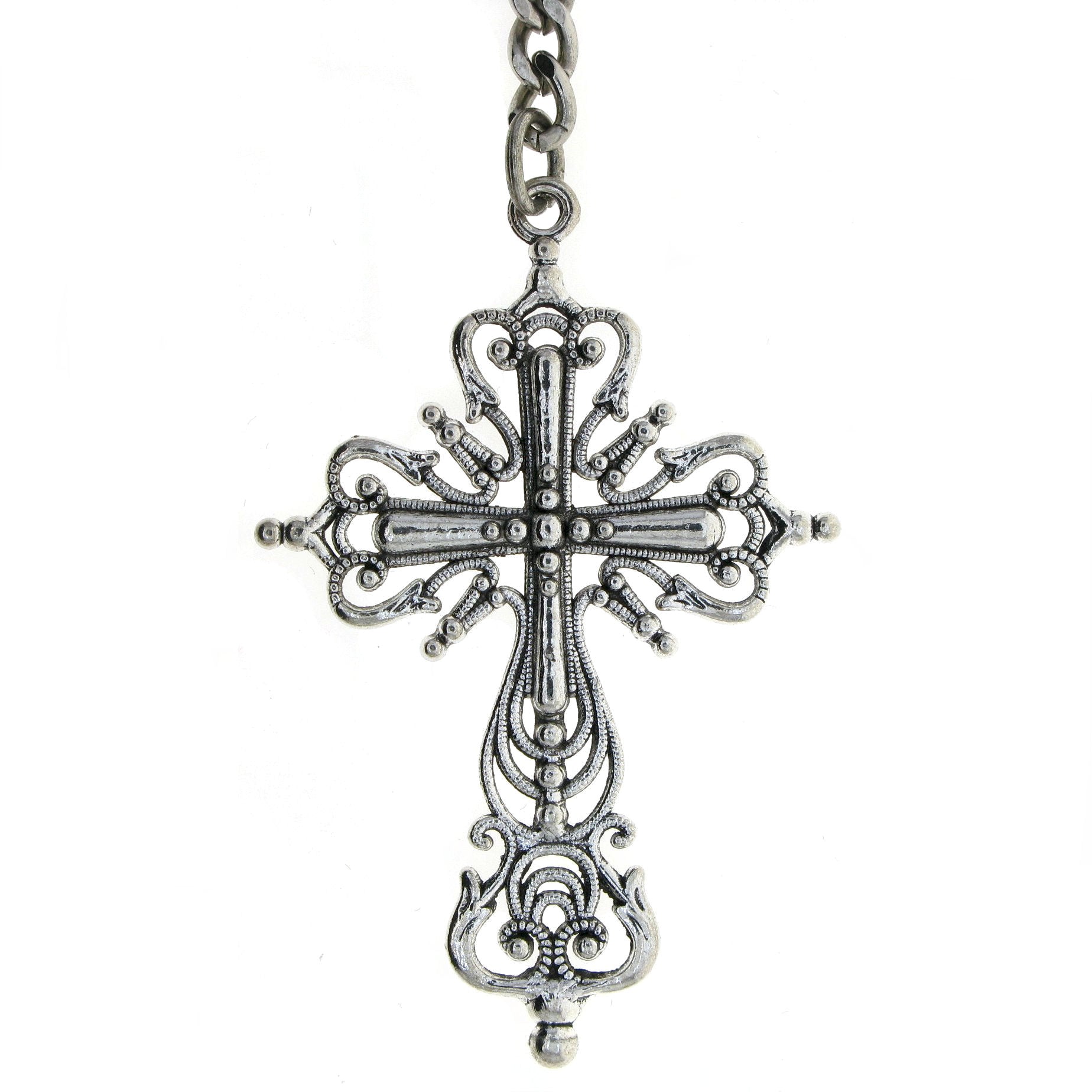 Albert Chain Silver Color Pocket Watch Chains for Men with Big Size Cross Design Fob T Bar AC77