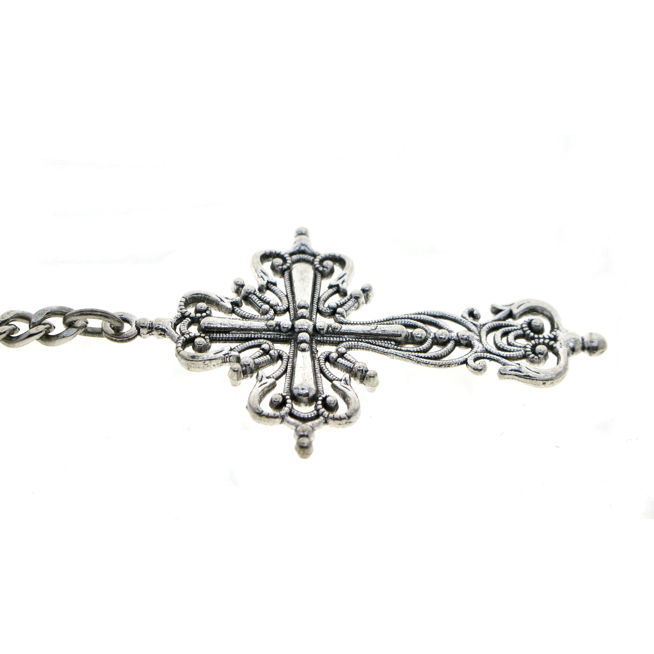 Albert Chain Silver Color Pocket Watch Chains for Men with Big Size Cross Design Fob T Bar AC77