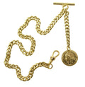 Albert Chain Gold Color Pocket Watch Chains for Men with T Bar Swivel Clasp and Ancient France Medal Fob AC78