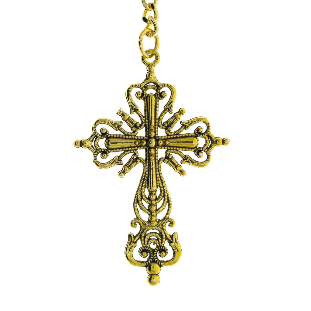 Albert Chain Gold Color Pocket Watch Chains for Men T Bar with Swivel Clasp and Big XL Size Religious Cross Fob AC81