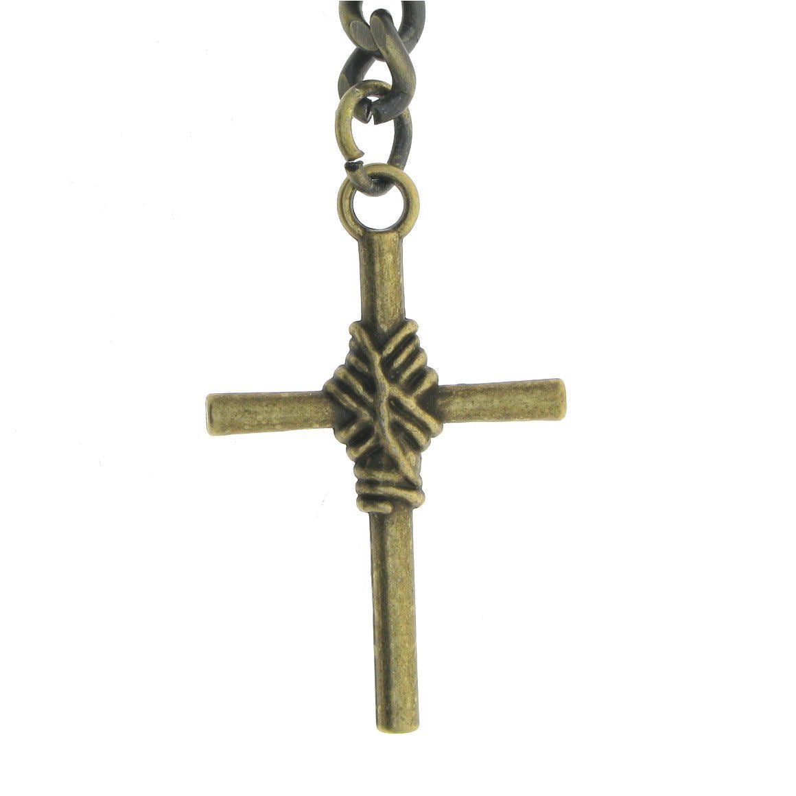 Albert Chain Pocket Watch Chains for Men Antique Brass Color Religious Cross Pattern Fob T Bar AC82