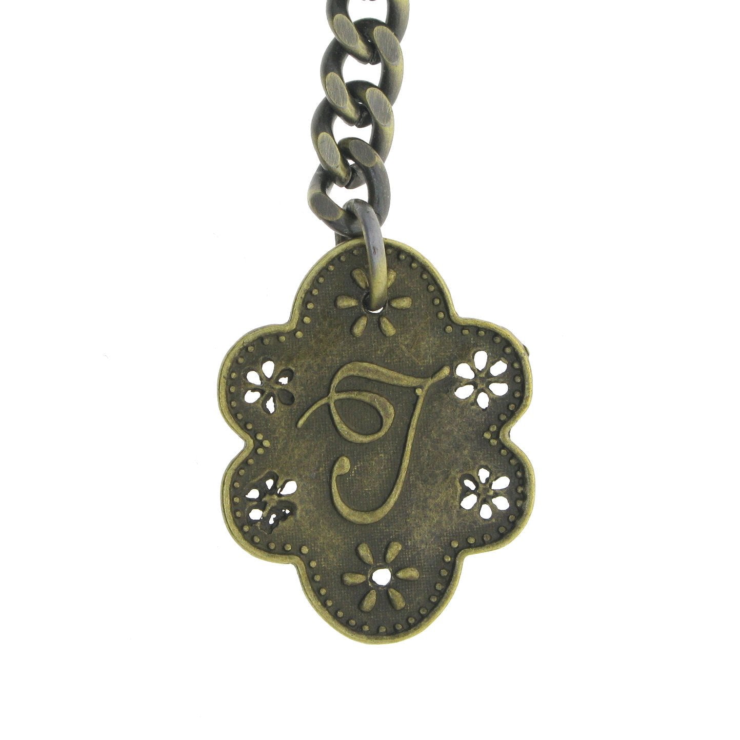 Albert Chain Pocket Watch Chains for Men Antique Brass Color with Alphabet T Initial Letter Fob T Bar AC83