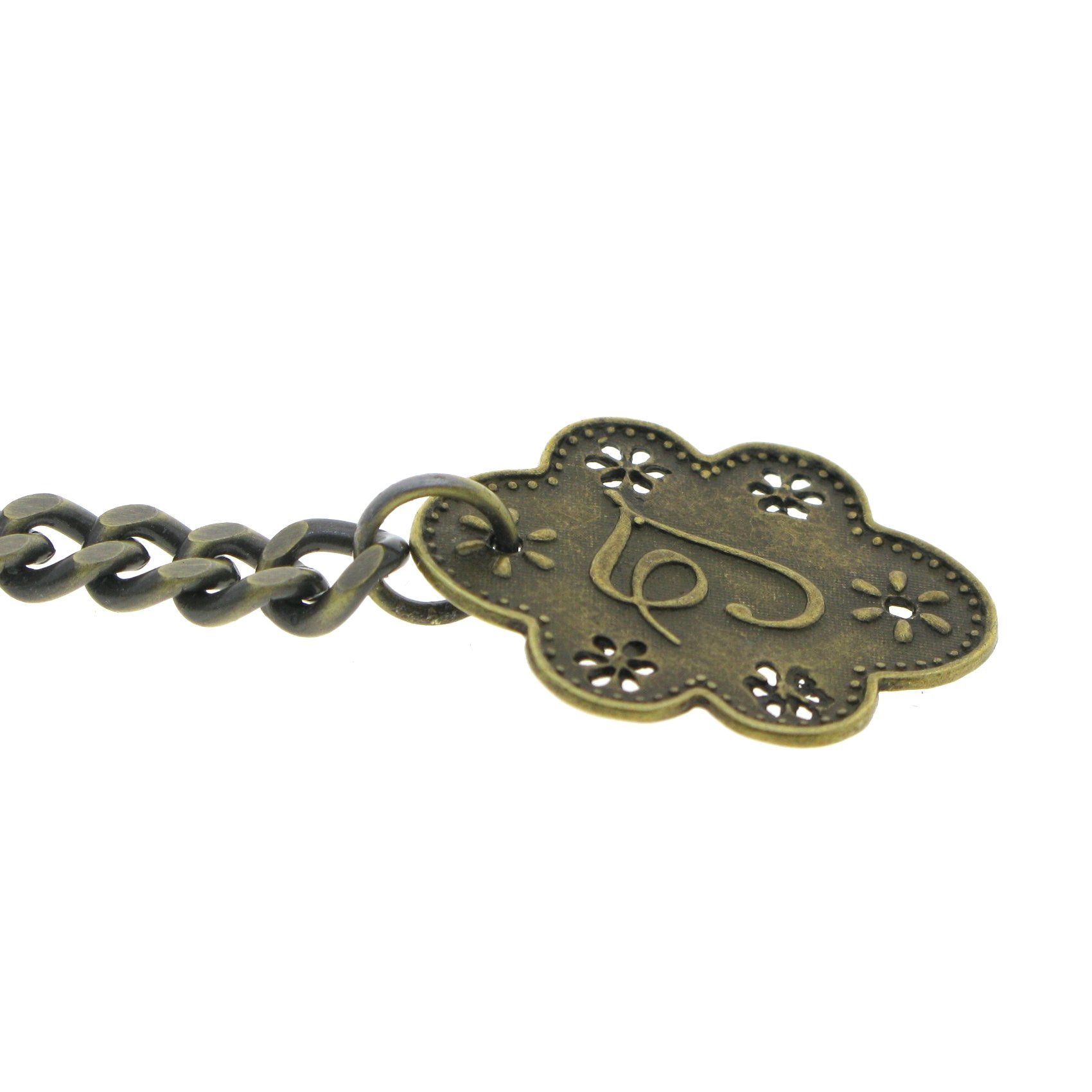 Albert Chain Pocket Watch Chains for Men Antique Brass Color with Alphabet T Initial Letter Fob T Bar AC83