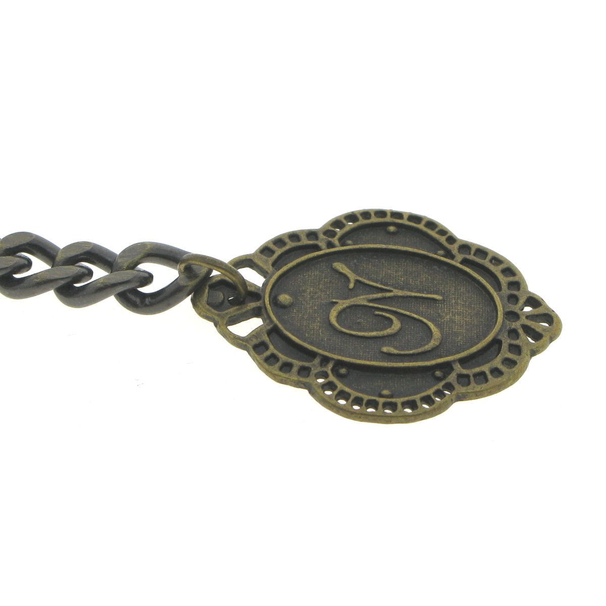 Albert Chain Pocket Watch Curb Link Chain Antique Brass Color + Alphabet N Initial Letter Fob T Bar AC84