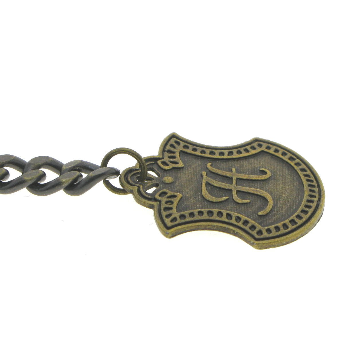 Albert Chain Pocket Watch Chains for Men Antique Brass Color with Alphabet H Initial Letter Fob T Bar AC85