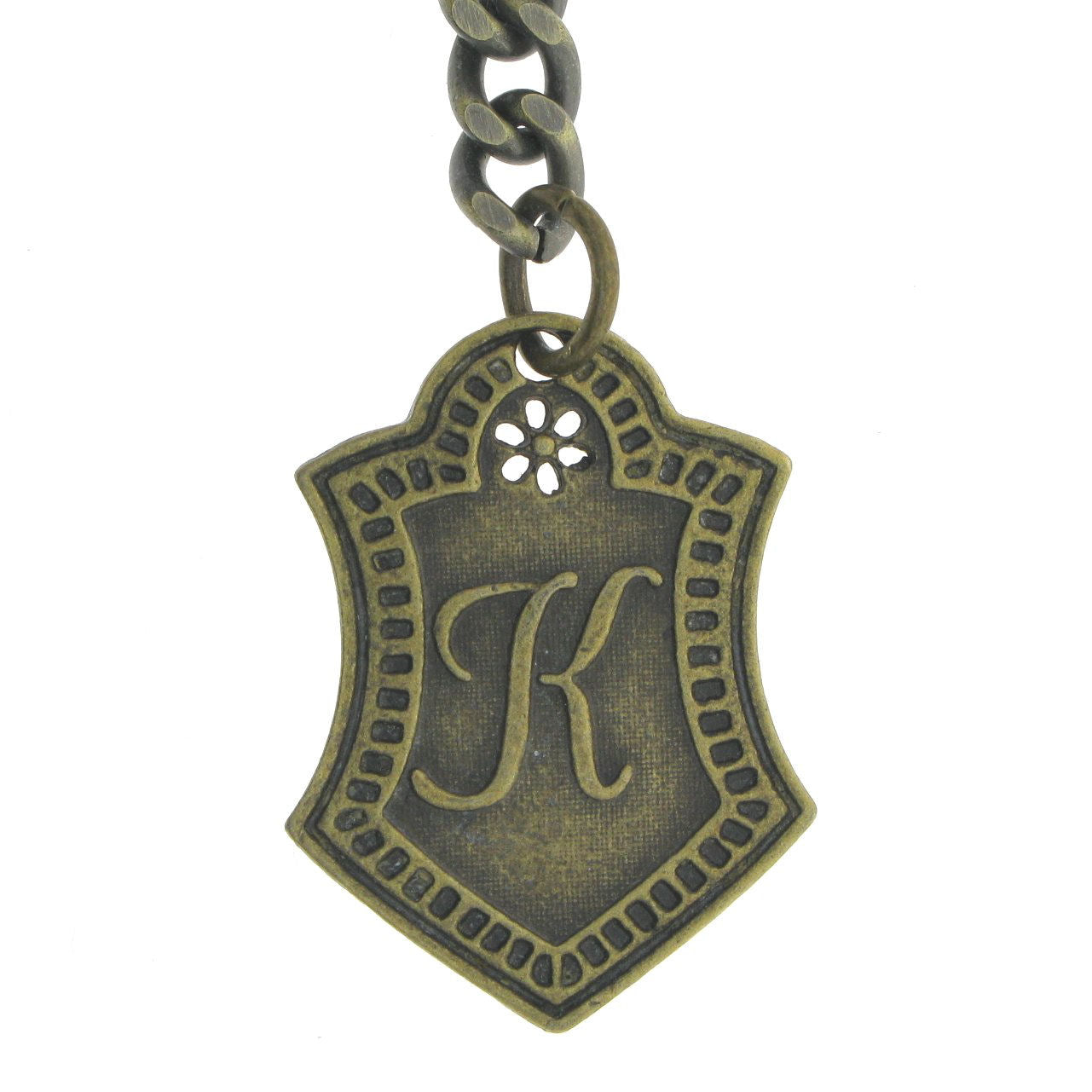 Albert Chain Pocket Watch Chains for Men Antique Brass Color with Alphabet K Initial Letter Fob T Bar AC86