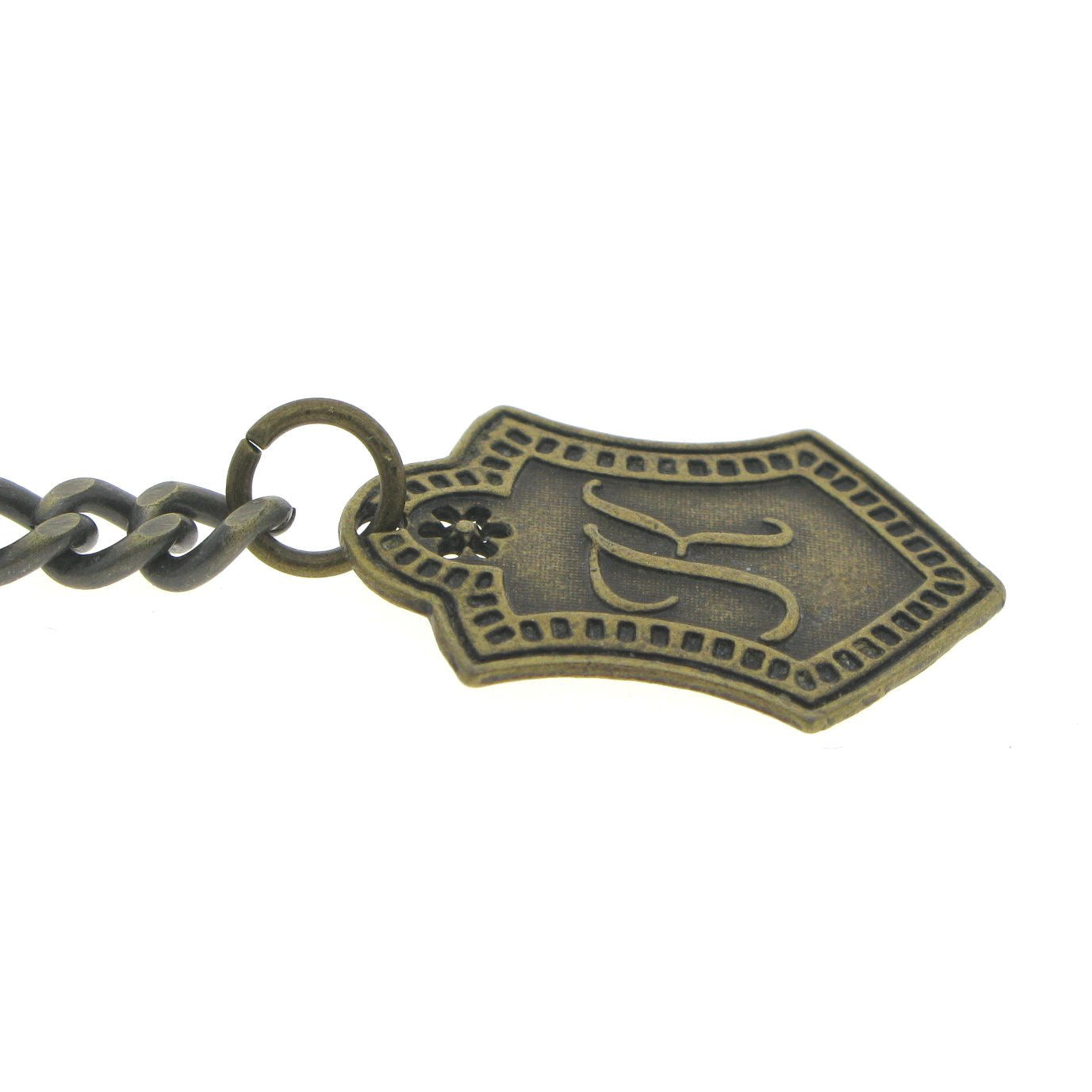 Albert Chain Pocket Watch Chains for Men Antique Brass Color with Alphabet K Initial Letter Fob T Bar AC86