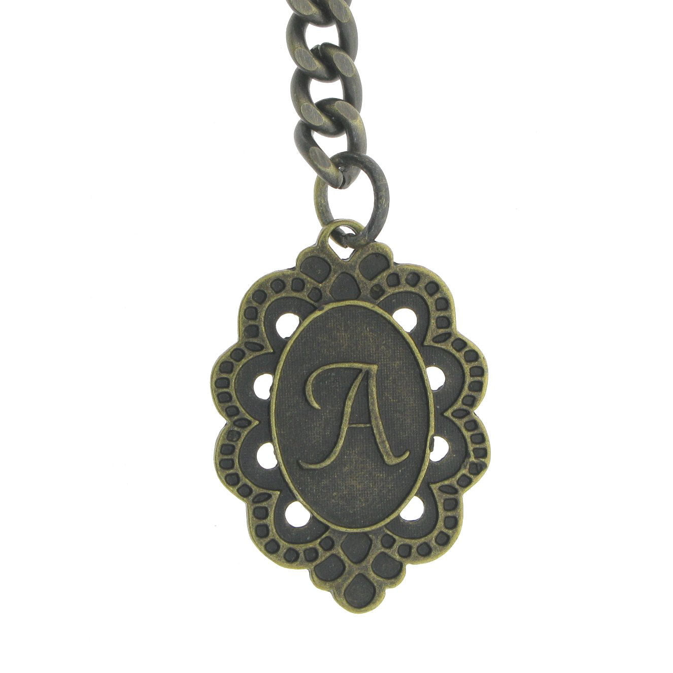 Albert Chain Pocket Watch Chains for Men Antique Brass Color with Alphabet A Initial Letter Fob T Bar AC89